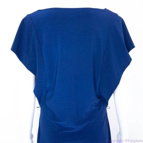 Komarov USA-made navy blue drop‎ cowl neck dolman sleeve dress, L - Picture 7 of 16
